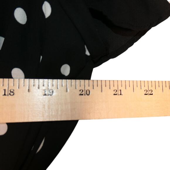 Worthington Faux Wrap Midi Dress Womens XL Black White Polka Dot V Neck High Low - Picture 9 of 16